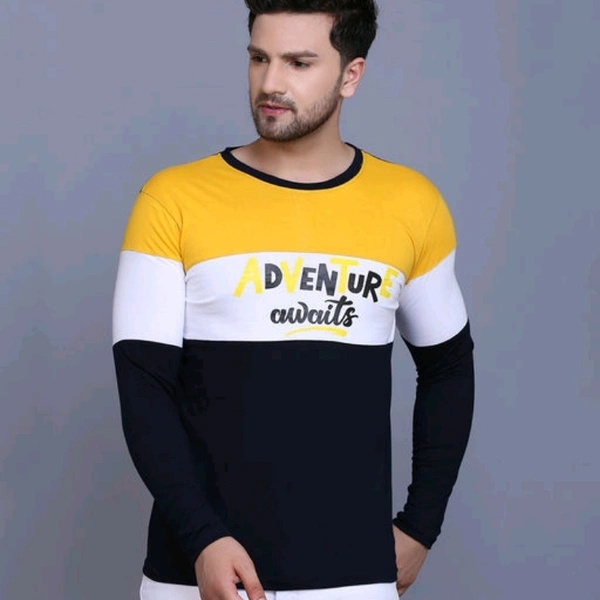 Slowloris Typography Printed Full Sleeve Round Neck Mens Tshirt - M