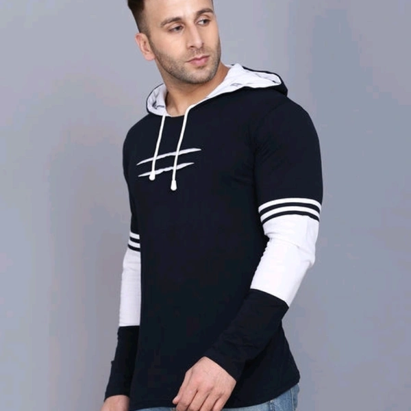 SIDKRT Solid Men Hooded Neck Tshirt - L