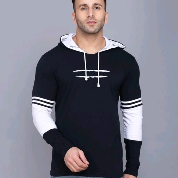 SIDKRT Solid Men Hooded Neck Tshirt - L