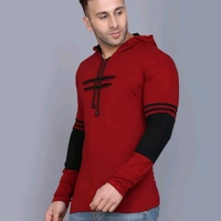 SIDKRT Solid Men Hooded Neck Tshirt - L
