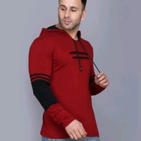 SIDKRT Solid Men Hooded Neck Tshirt - L