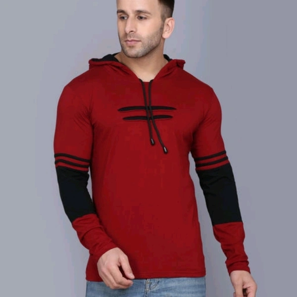 SIDKRT Solid Men Hooded Neck Tshirt - L