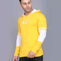 SIDKRT Solid Men Hooded Neck Tshirt - L