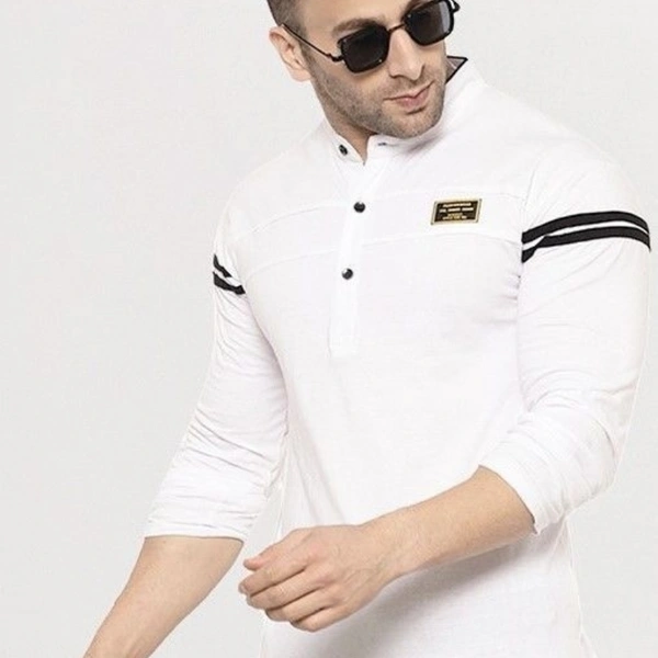 Classy Chinese Collar New Design T-shirt - XL