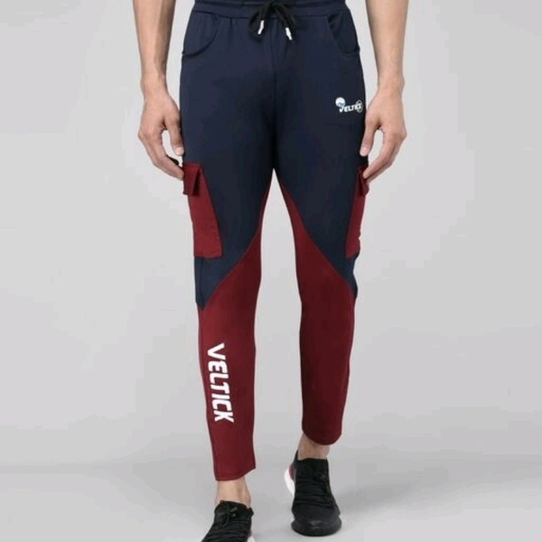 Pitara Men's Lycra ColorBlock Blue & Maroon Track Pant (SFC-MTP-011) - 28
