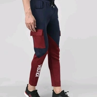Pitara Men's Lycra ColorBlock Blue & Maroon Track Pant (SFC-MTP-011) - 28