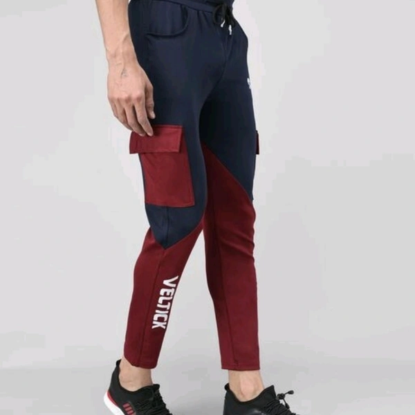 Pitara Men's Lycra ColorBlock Blue & Maroon Track Pant (SFC-MTP-011) - 28