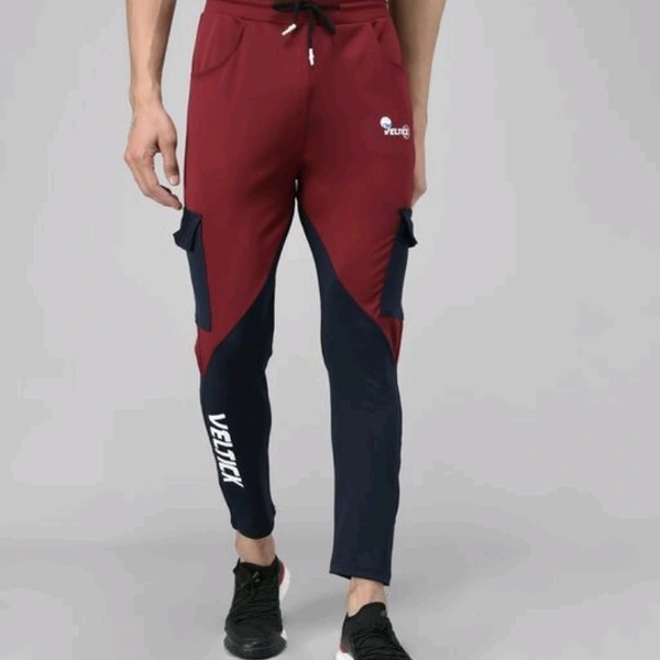 Pitara Men's Lycra ColorBlock Maroon & Blue Track Pant (SFC-MTP-010) - 30