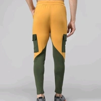 Pitara Men's Lycra ColorBlock Mustard & Green Track Pant (SFC-MTP-008) - 32