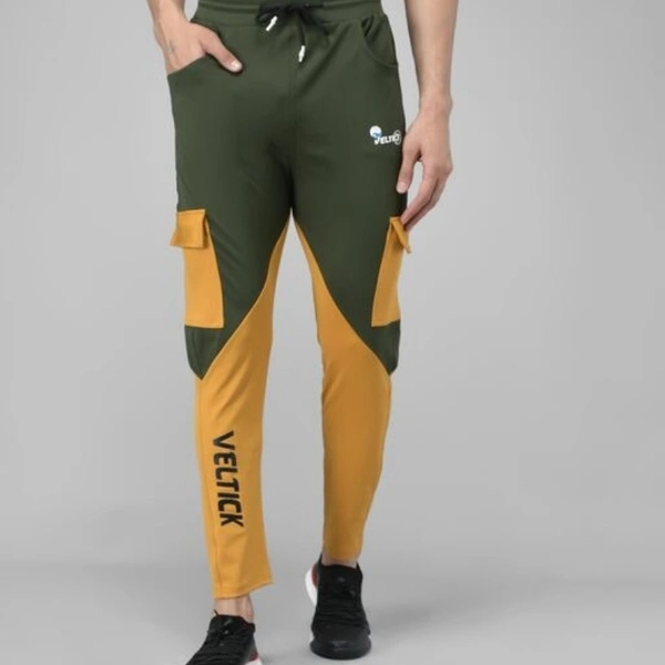 Pitara Men's Lycra ColorBlock Green & Mustard Track Pant (SFC-MTP-012) - 30