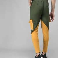 Pitara Men's Lycra ColorBlock Green & Mustard Track Pant (SFC-MTP-012) - 32