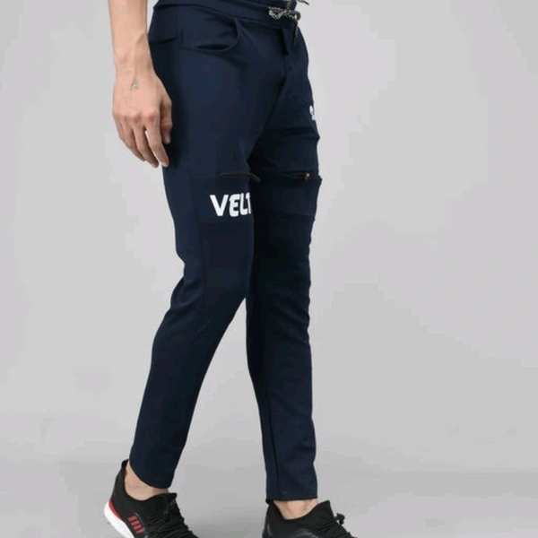 Veltick Men's Lycra Solid Track Pant (Dark Blue) - 30