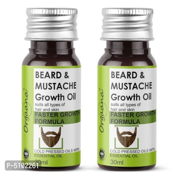 Orgaana Natural Beard & Mustache Growth And Suits All Types Of Hair And Skin Faster Growth Formula Beard Oil-Pack Of-(2)-30 Ml