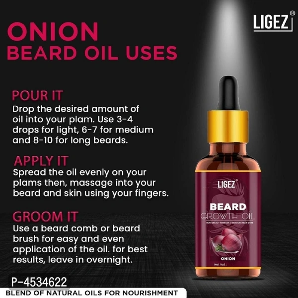 Onion Beard Hair Growth Oil For Longer And Thicker Beard And Moustache For Men Hair Oil (10 Ml)