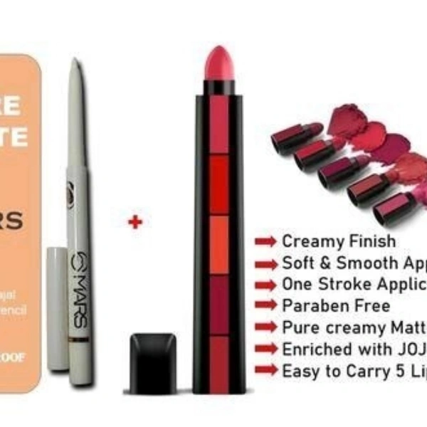5 in 1 Lipstick & Mars White Kajal (1+1)