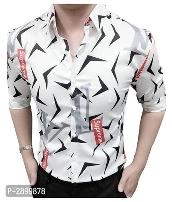 Multicoloured Printed Silk Regular Fit Casual Shirt - L