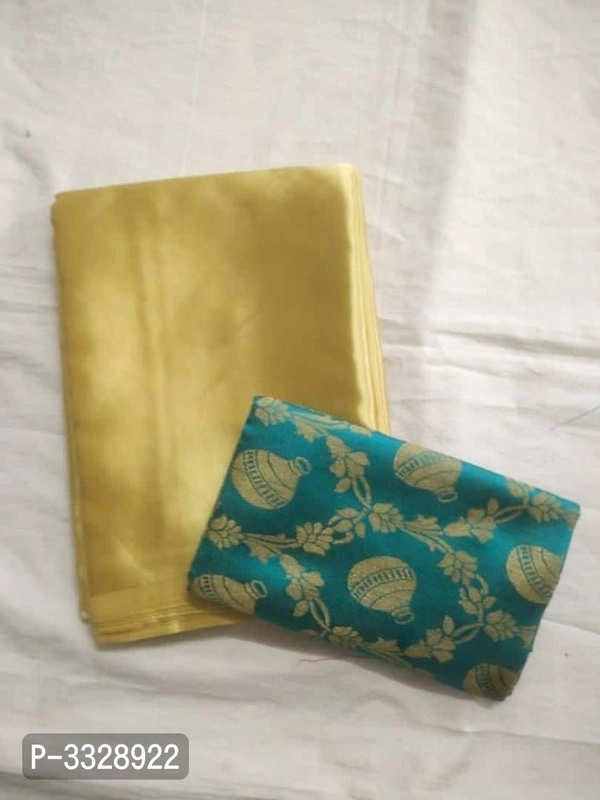 New Trendy Satin Solid Saree with Blouse piece