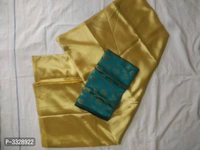 New Trendy Satin Solid Saree with Blouse piece