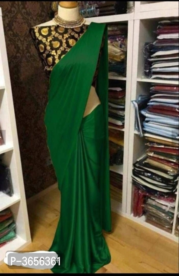 Attractive Satin Solid Saree with Blouse piece