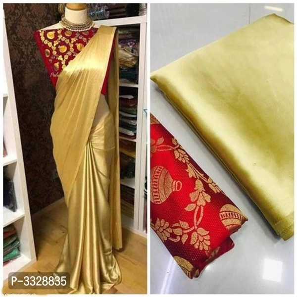 Trendy Satin Solid Saree with Blouse piece