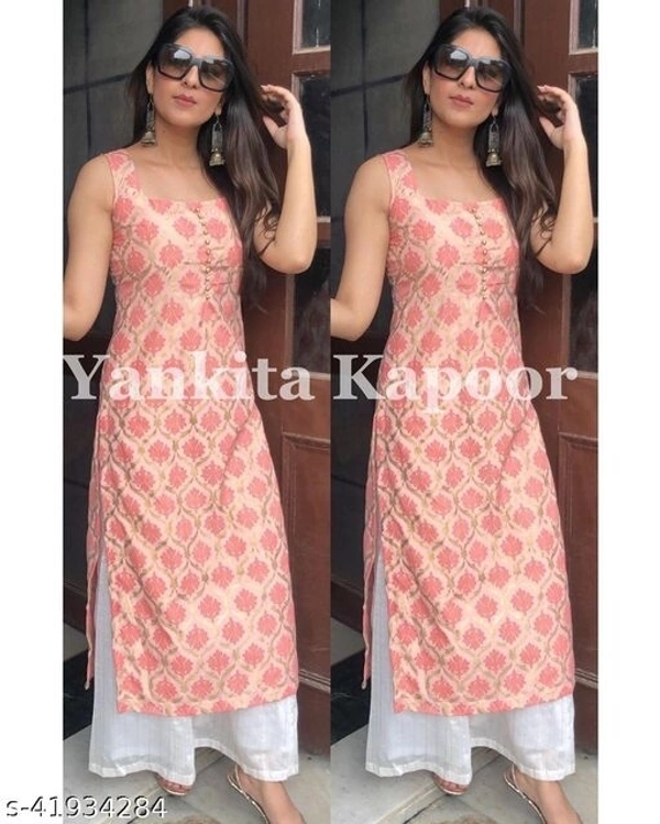 Women Kurta and Palazzo Set Rayon (PINK) - L