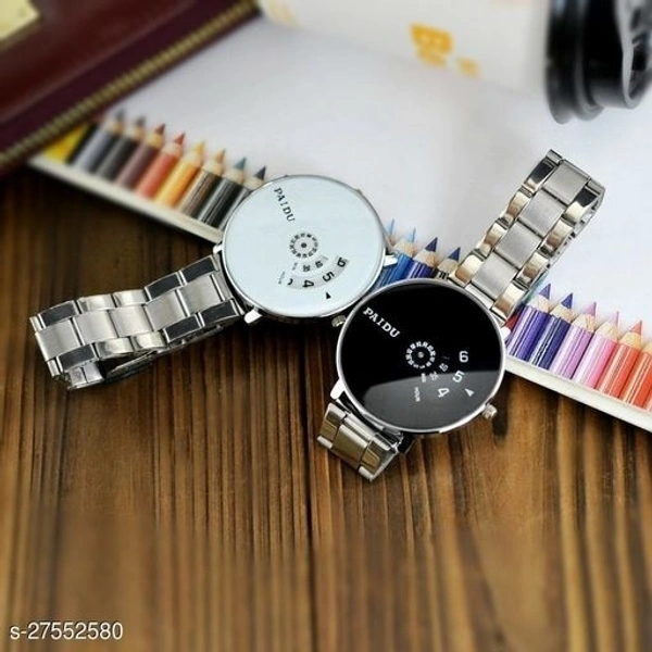 PAIDU BEST STYLISH  White & Black Watch Saffer Chain for Men Hybrid Smartwatch Watch -  pack fo 2