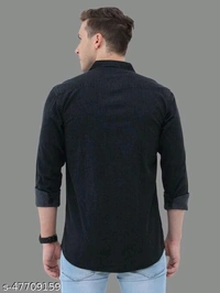 Carbonn Blue Men Washed Casual Black Shirt - M