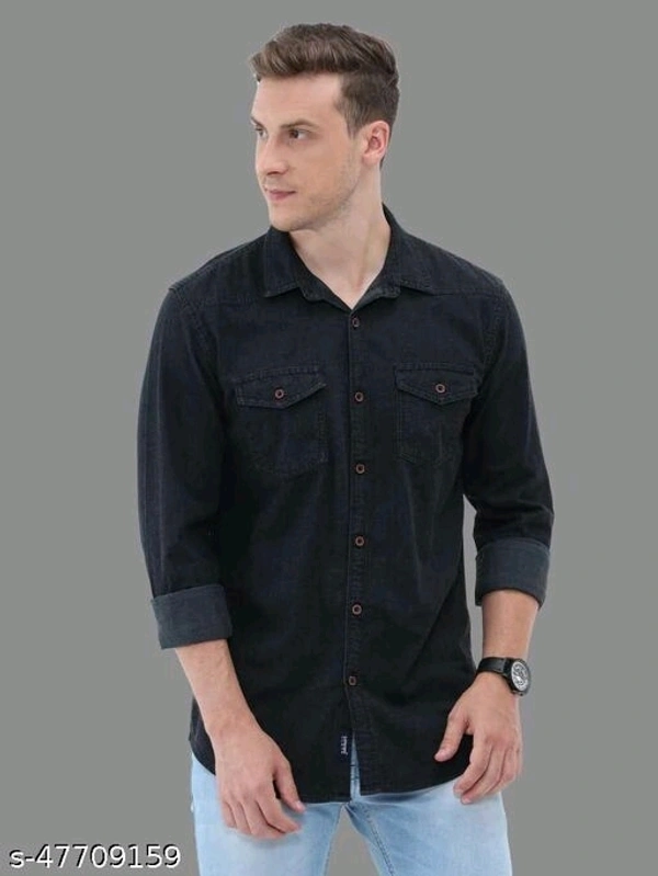 Carbonn Blue Men Washed Casual Black Shirt - M