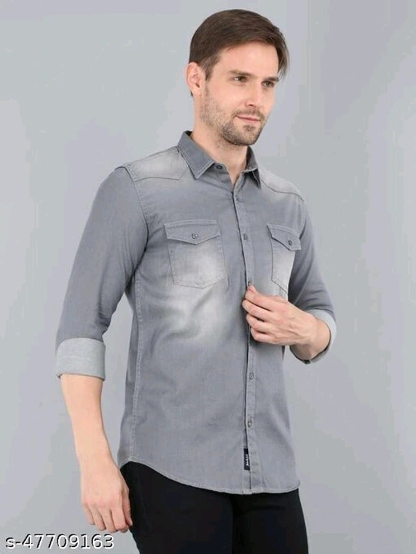 Carbonn Blue Men Washed Casual Grey Shirt - L