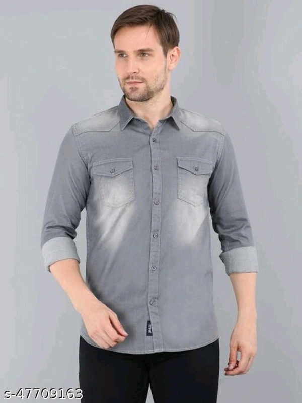 Carbonn Blue Men Washed Casual Grey Shirt - L