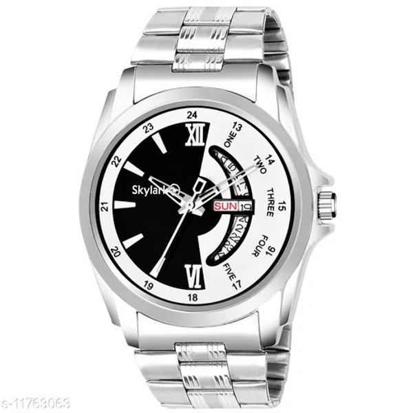 Skylark Sky-580 Multicolor  Dial Water Resistant Silver Color Stainless Steel Day & Date Function Watch for Men/Boys Analog Watch - For Men