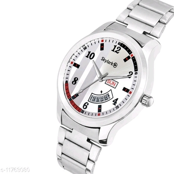 Skylark Sky-582 Round Silver Dial Water Resistant Silver Color Stainless Steel Bracelet Watch for Men/Boys Analog Watch - For Men