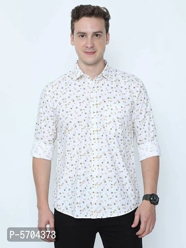 Men's Cotton White Printed Shirt - XXL