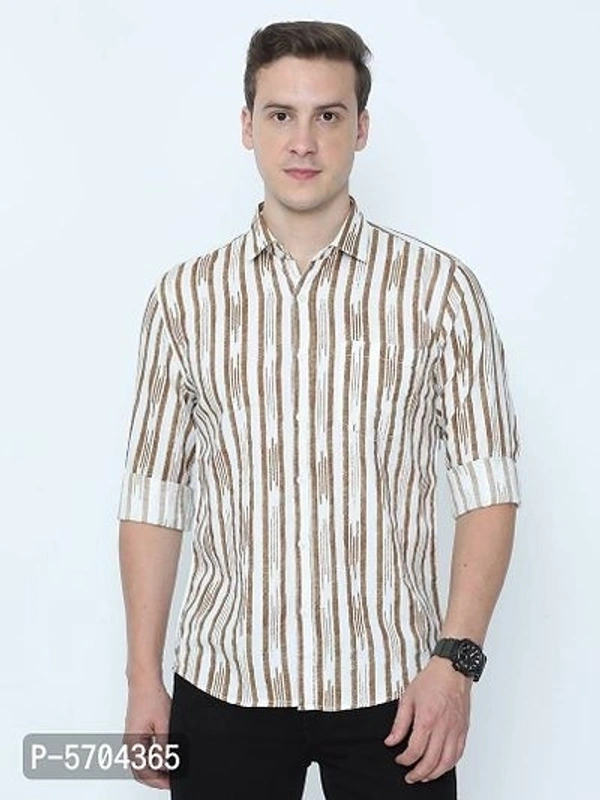 Men's Cotton Multicoloured Striped Shirt - M