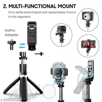 Wireless Bluetooth Foldable XT-02 (K10) Mini Tripod Extendable Selfie Stick Monopod Mobile Phone Holder Stand Portable