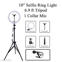 ADZOY Premium Combo of 10" Selfie Light with 6.9ft Tripod & Collar Mic for Your Personal and Professional Video Shoot