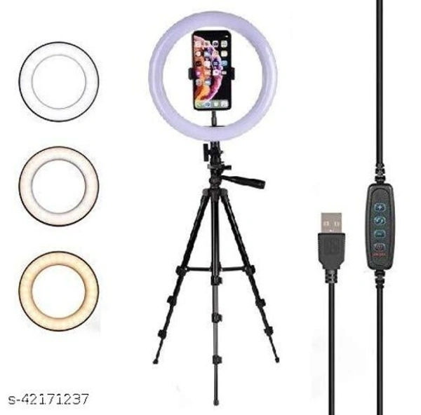 10" Ring Light with 310 Tripod Stand & Flexible Phone Holder for Live Stream/MakeUP and Other Phone's App with 3 Mode Light