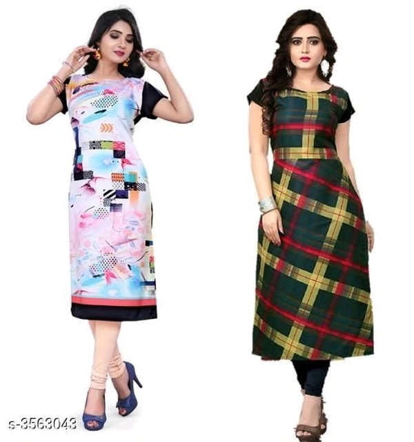 Women Printed Crepe Kurti Pack Of 2 - XL