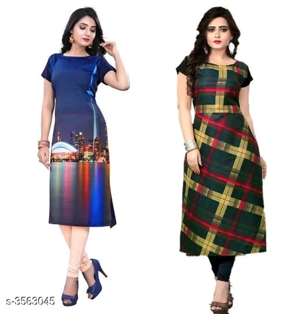 Women Printed Crepe Kurti Pack Of 2 - XL
