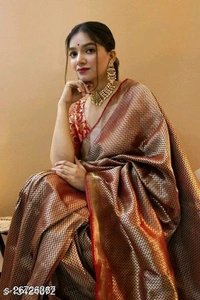 Red & Gold Coloured Silk Blend Woven Design Kanjeevaram Saree