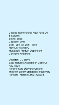 Shiroil Vitamin C Serum - Vitamin E, Tamarind Extract Aloevera Extract Dead Sea Salt for Brightening Ageing Wrinkle Control Dark Spot removal.
