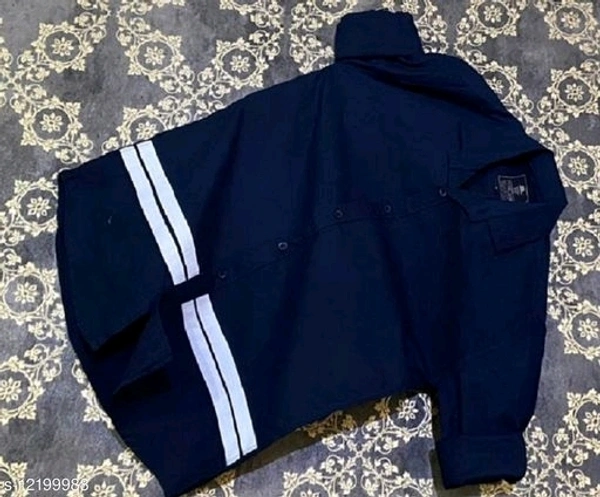 FASHLOOK NAVY BELOW STRIP SHIRT FOR MEN - M