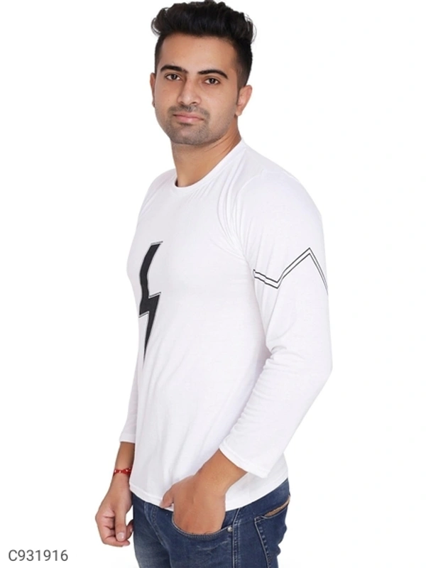 Cotton Blend Printed White T-Shirt - S