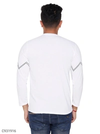 Cotton Blend Printed White T-Shirt - M