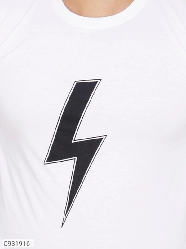 Cotton Blend Printed White T-Shirt - XL