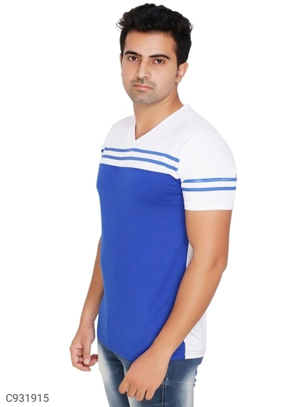 Cotton Blend Color Block T-Shirt - S