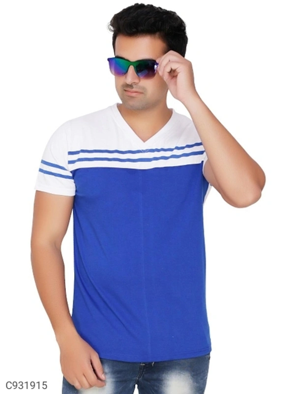 Cotton Blend Color Block T-Shirt - XL