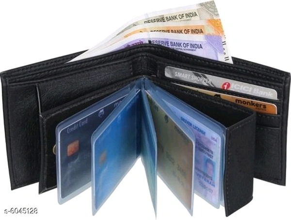 Trendy Men's Black Leather Wallet