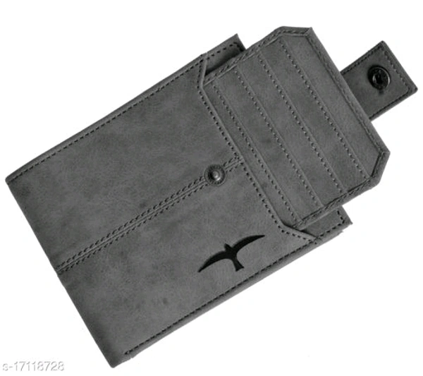 Trendy Men's Grey Leather Wallet