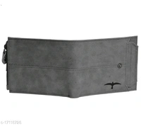 Trendy Men's Grey Leather Wallet